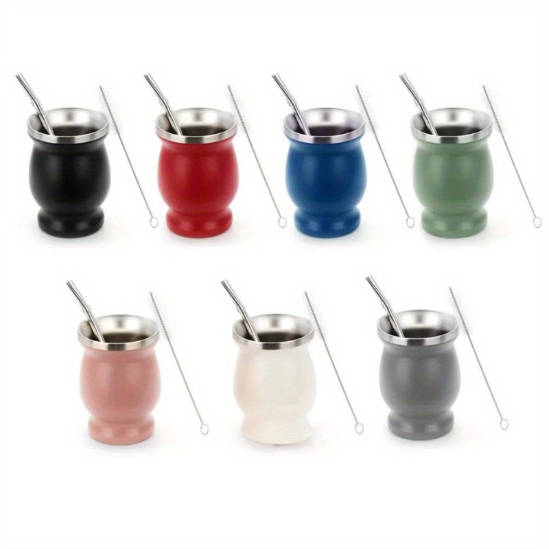 Stainless Steel Straw - 1Set Double-Wall Stainless Tea Set Water