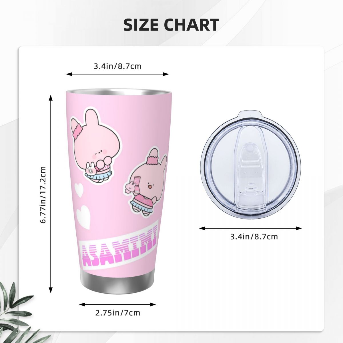 Asamimichaan Cute Asamimi 20oz - Stainless Steel Straw ulasan dan harga
