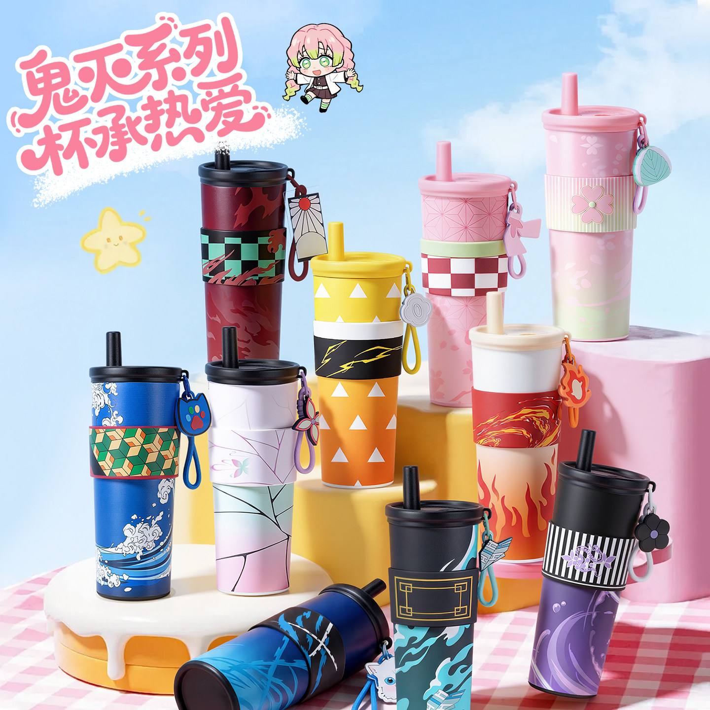 Hot Anime Demon Slayer Vacuum  - Stainless Steel Straw ulasan dan harga