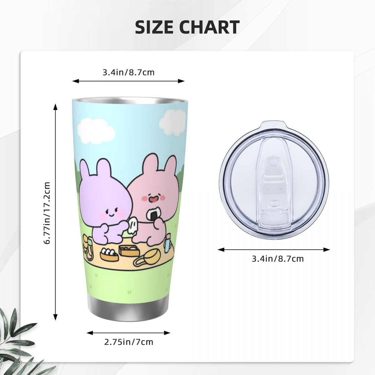 Asamimichaan Cute Asamimi 20oz - Stainless Steel Straw ulasan dan harga
